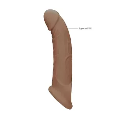   RealRock Penis Sleeve 9 - péniszköpeny (21,5 cm) - sötét natúr