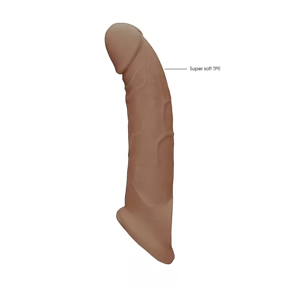 RealRock Penis Sleeve 9 - péniszköpeny (21,5 cm) - sötét natúr