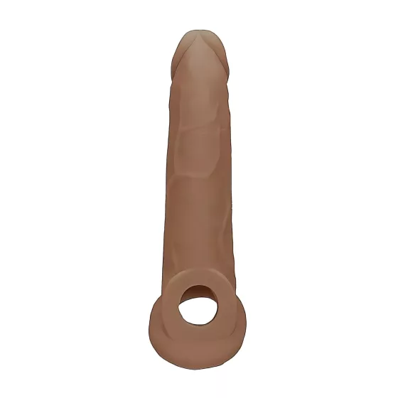 RealRock Penis Sleeve 9 - péniszköpeny (21,5 cm) - sötét natúr