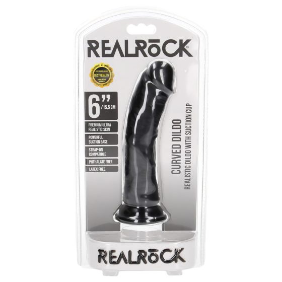 RealRock - tapadókorongos realisztikus dildó - 15,5cm (fekete)