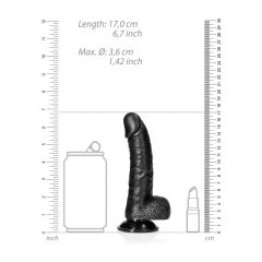   RealRock - tapadókorongos, realisztikus dildó - 15,5cm (fekete)