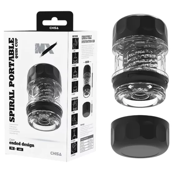 MX Spiral Portable Quin Cup - spirális, szívó hatású maszturbátor (fekete)
