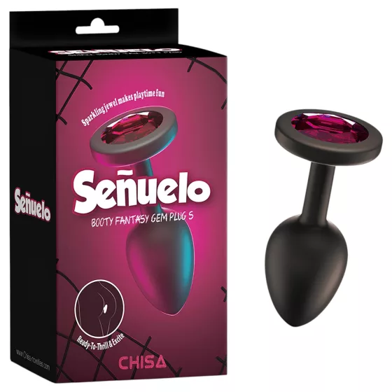 Senuelo Booty Fantasy - szilikon anál plug kristállyal (fekete) - S