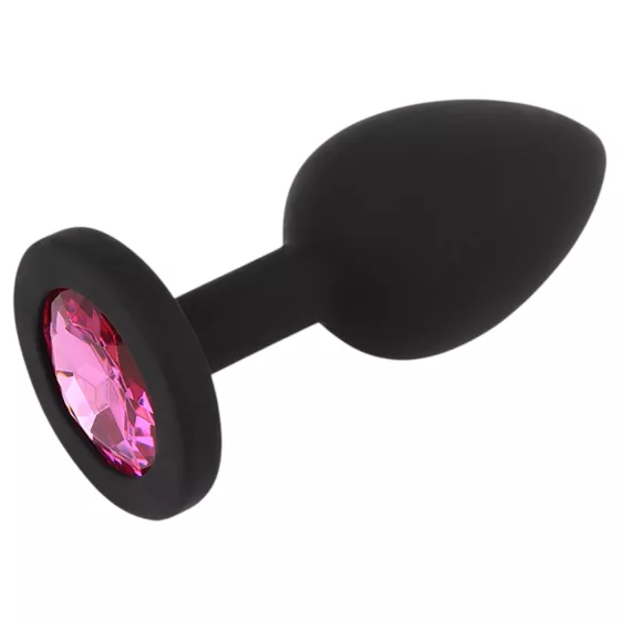 Senuelo Booty Fantasy - szilikon anál plug kristállyal (fekete) - S
