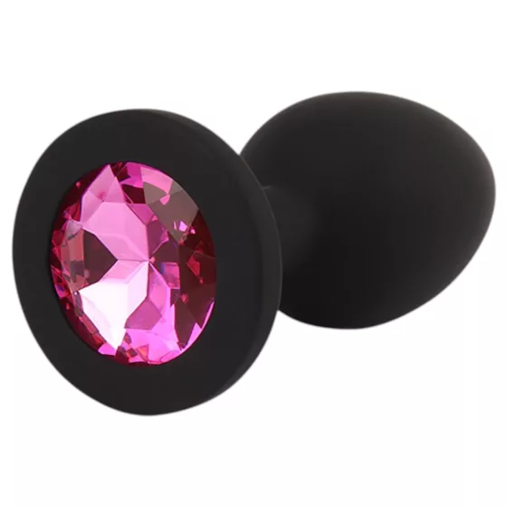 Senuelo Booty Fantasy - szilikon anál plug kristállyal (fekete) - S