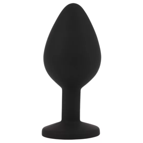 Senuelo Booty Fantasy - szilikon anál plug kristállyal (fekete) - M