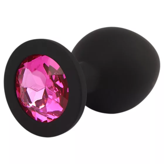 Senuelo Booty Fantasy - szilikon anál plug kristállyal (fekete) - M