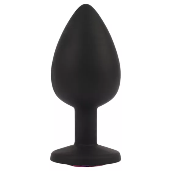 Senuelo Booty Fantasy - szilikon anál plug kristállyal (fekete) - L