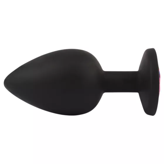Senuelo Booty Fantasy - szilikon anál plug kristállyal (fekete) - L