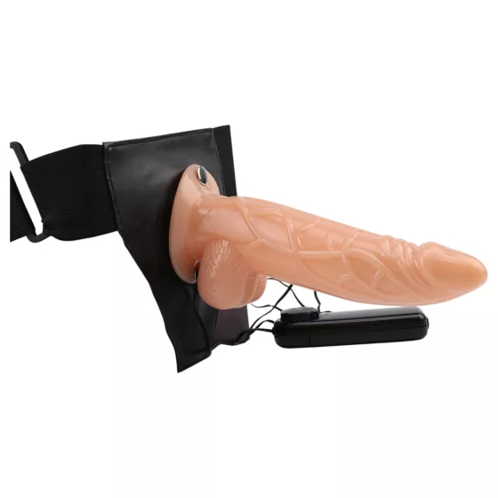 Hi-Basic Stunt Cock - vibrációs, üreges felcsatolható dildó (testszínű)