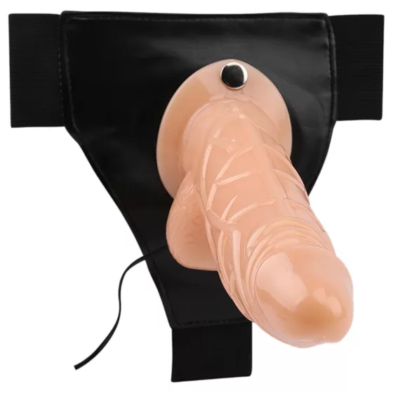 Hi-Basic Stunt Cock - vibrációs, üreges felcsatolható dildó (testszínű)