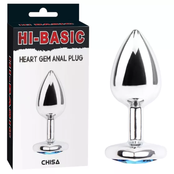 Hi-Basic Heart Gem - fém anál plug szív alakú kristállyal (ezüst)