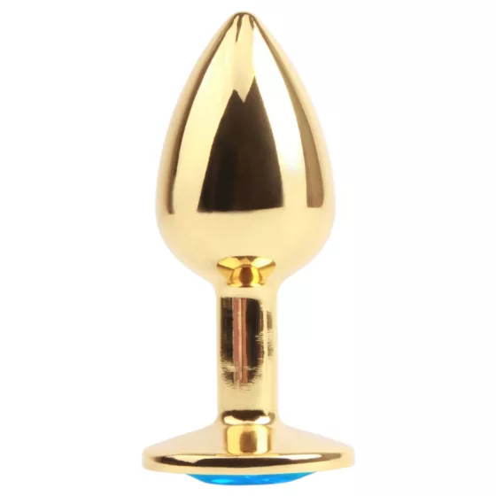 Hi-Basic Blue Gem - fém anál plug kék kristállyal (arany)
