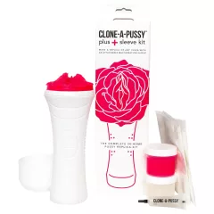 Clone-a-Pussy - puncimásoló és mandzsetta készlet (pink)