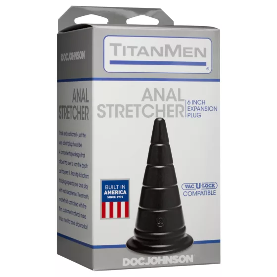 Doc Johnson TitanMen Anal Stretcher - kúpos anál tágító plug (fekete) - 15 cm