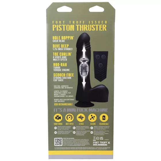 Doc Johnson Mini F-Machine Piston - távirányítós lökő vibrátor (fekete)