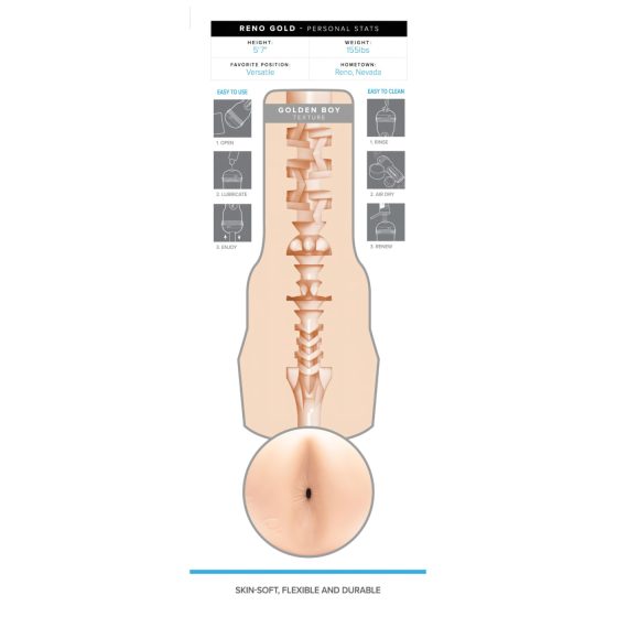 Fleshjack Reno Gold - élethű popsi maszturbátor (natúr)