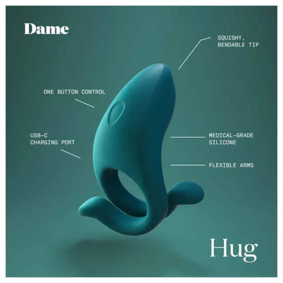 Dame Hug - állítható vibrációs péniszgyűrű (zöld)