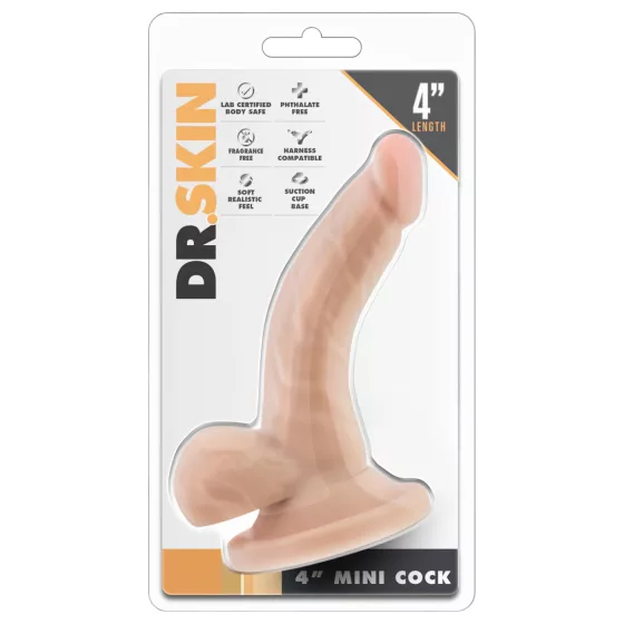 Dr. Skin 4 - tapadókorongos, herés élethű dildó - natúr (12cm)
