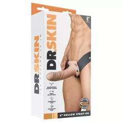   Dr. Skin 6,5 - üreges felcsatolható dildó - 15 cm (testszínű)