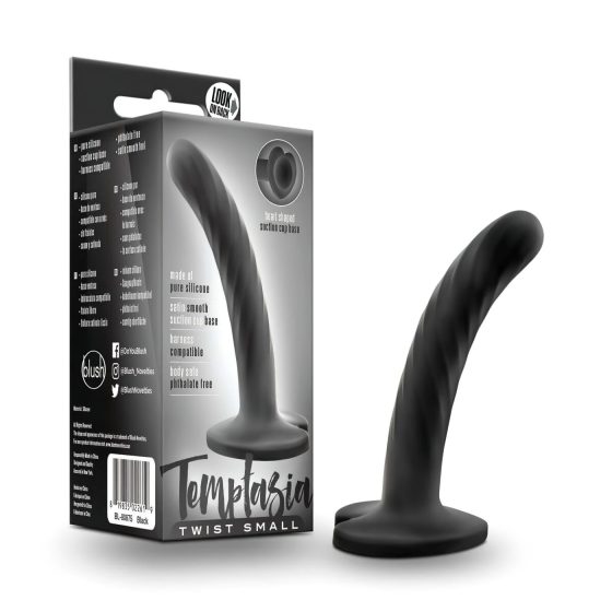 Temptasia Twist Small - tapadókorongos, csavart dildó (fekete)