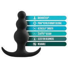 Anal Adventures Platinum - gyöngyös anál plug (fekete)