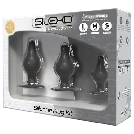Silexd - szilikon anál plug szett - 3db (fekete)