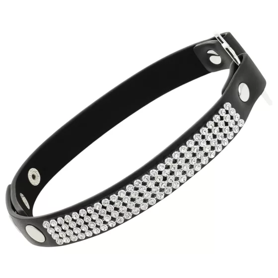 Coquette - strasszos choker nyakpánt szív medállal (fekete)