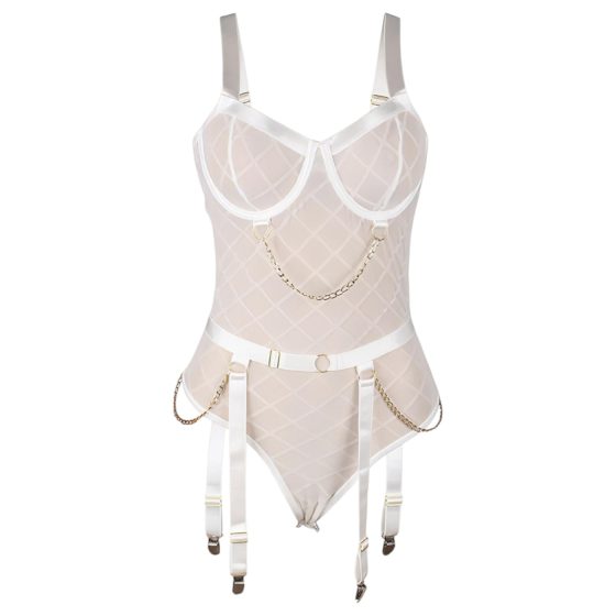 Subblime 954291 - láncos, áttetsző body szett - fehér (L-XL)