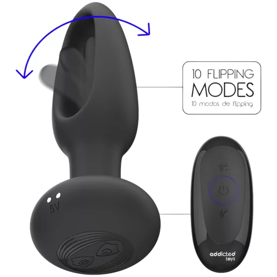 Addicted Toys - mozgó nyelves análvibrátor (fekete)