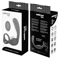  Addicted Toys - anál vibrátor péniszgyűrűvel és heregyűrűvel (fekete)
