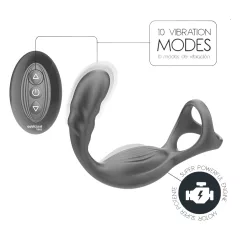   Addicted Toys - análvibrátor pénisz- és heregyűrűvel (fekete)