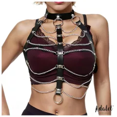 Adalet Hilda - vegán bőr láncos hám (fekete)