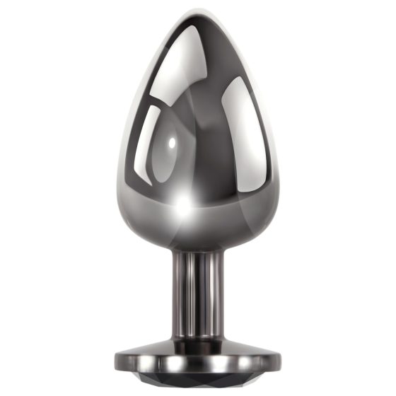 Evolved Black Gem - fém anál plug szett, fekete kővel (ezüst)