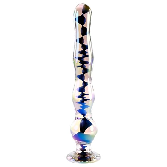 / Playboy Jewels - hullámos üveg dildó (átlátszó)