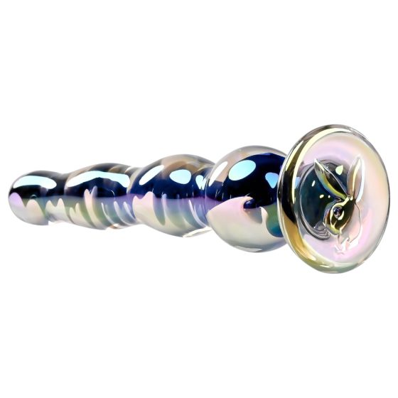 / Playboy Jewels - hullámos üveg dildó (átlátszó)