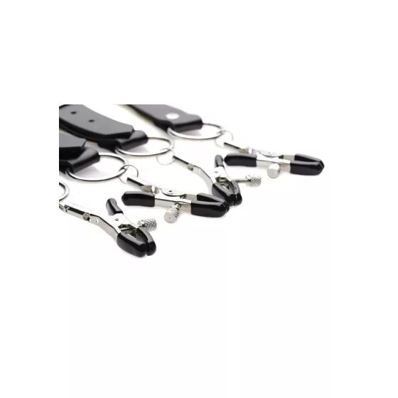 XR Brands - szeméremajak-széthúzó csipeszek (fekete)