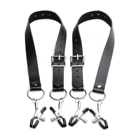 XR Brands - szeméremajak-széthúzó csipeszek (fekete)