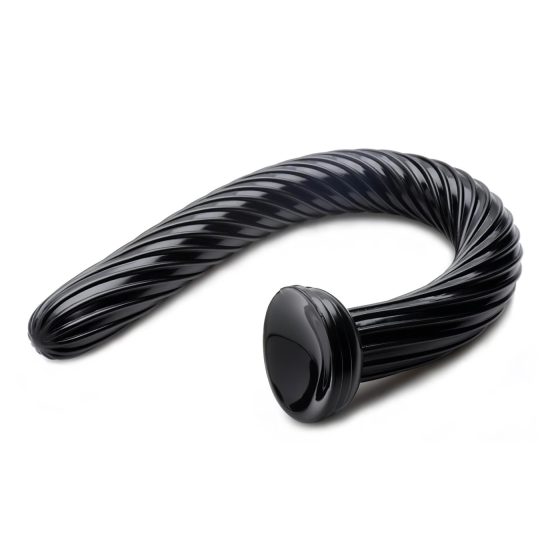 Hosed Spiral Anal Snake 19 - tapadókorongos anál dildó (fekete)