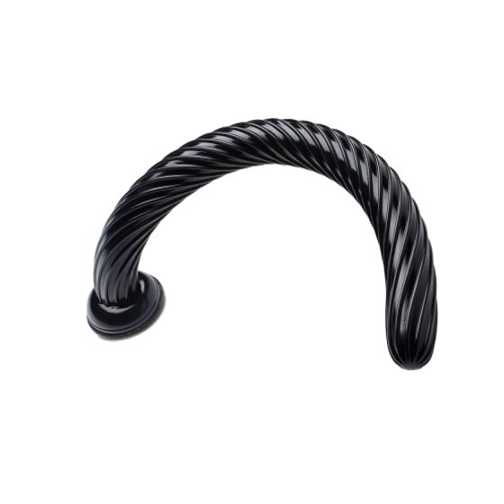 Hosed Spiral Anal Snake 19 - tapadókorongos anál dildó (fekete)