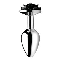  Booty Sparks Black Rose - alumínium anál plug (ezüst-fekete)