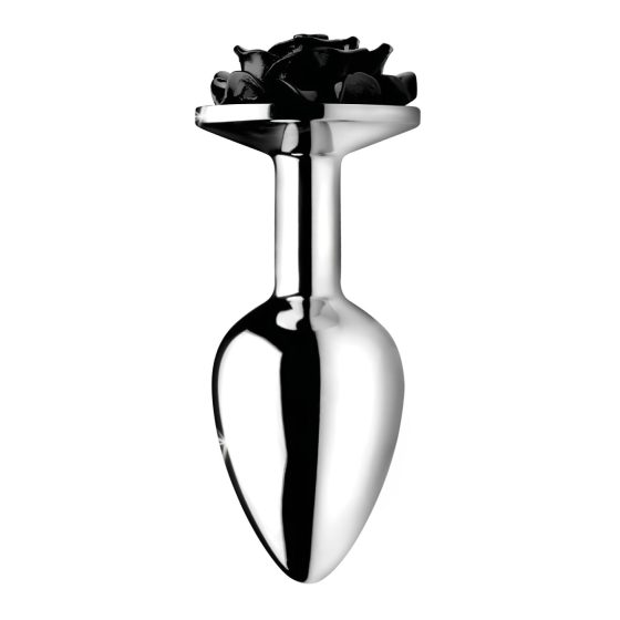 Booty Sparks Black Rose - alumínium anál plug (ezüst-fekete)