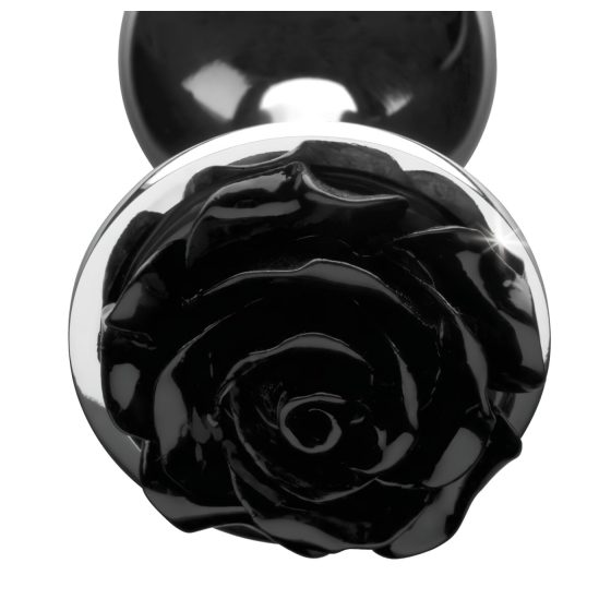 Booty Sparks Black Rose - alumínium anál plug (ezüst-fekete)