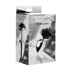   Booty Sparks Black Rose - alumínium anál plug (ezüst-fekete)