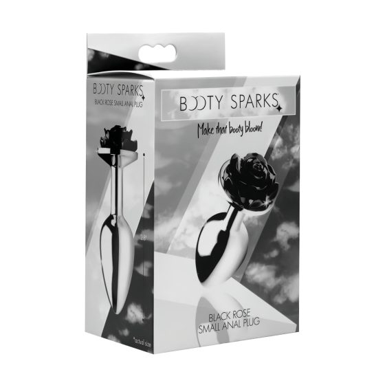 Booty Sparks Black Rose - alumínium anál plug (ezüst-fekete)