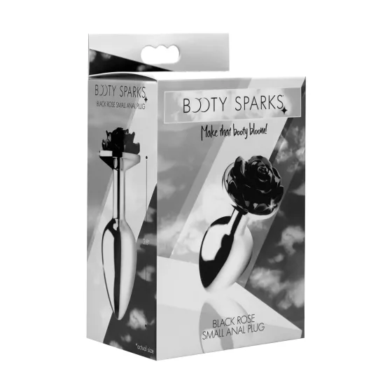 Booty Sparks Black Rose - alumínium anál plug (ezüst-fekete)