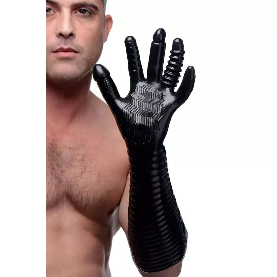 XR Brands - Pleasure Fister - textúrált öklöző kesztyű (fekete)