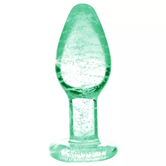 Booty Sparks Glow in the Dark M - üveg butt plug, anál plug (átlátszó)