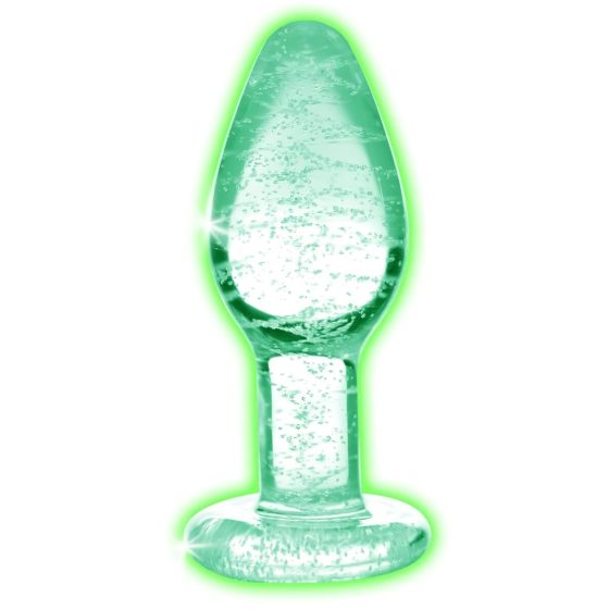 Booty Sparks Glow in the Dark L - üveg anál plug (átlátszó)