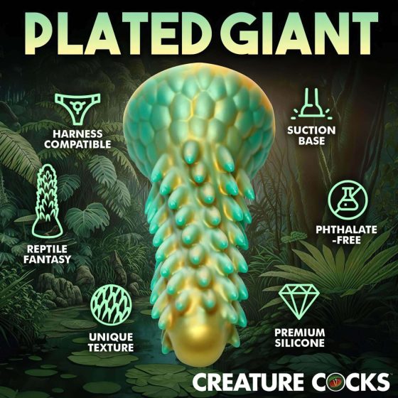 Creature Cocks Stegosaurus - szilikon dildó - 20cm (zöld)